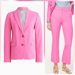 New J.Crew 2pc Suit Blazer 4 4p Petite  Bright Flamingo Pink Kelsey Flare Pants